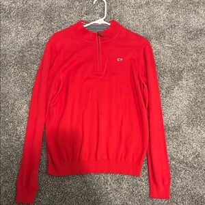 Vineyard Vines Men's Red Zip-Up Sweater